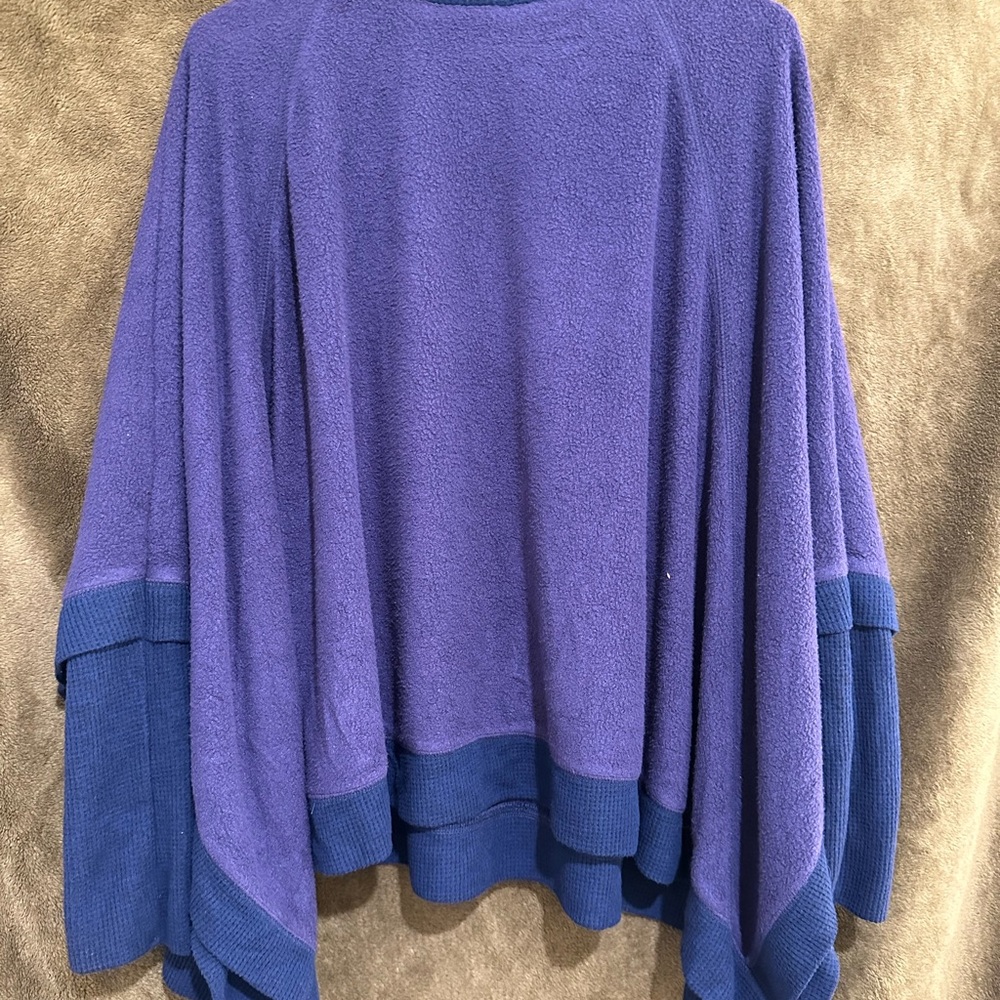 Free People Vibrant Blue Poncho Sweater